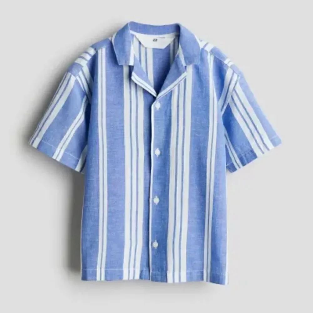 H&M Striped Blue Boys Button Down Shirt(Size 8-9 yrs)